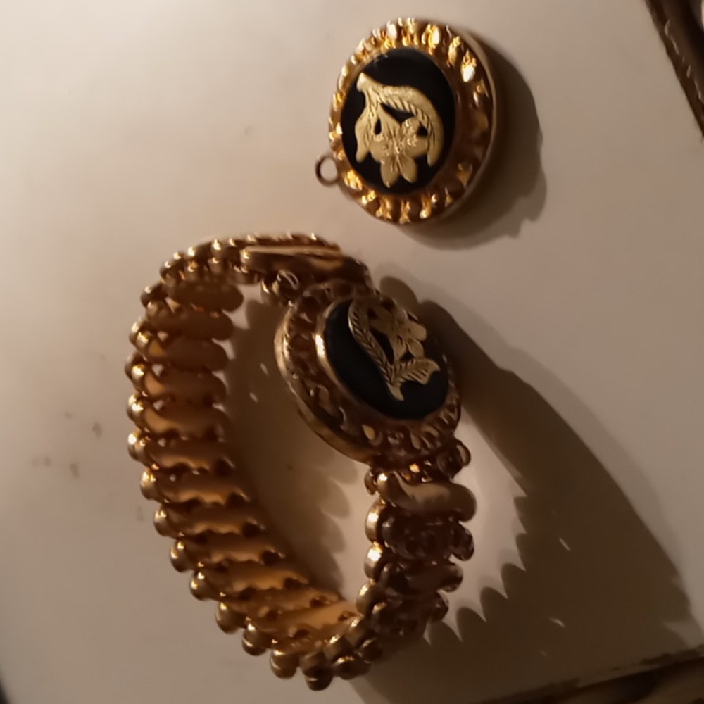 Antique 1/20 12k Gold filled bracelet & pendant - Picture 2 of 3